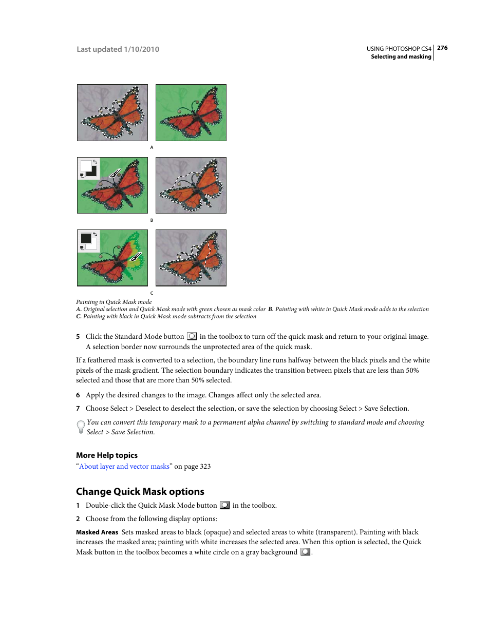 Change quick mask options | Adobe Photoshop CS4 User Manual | Page 283 / 707