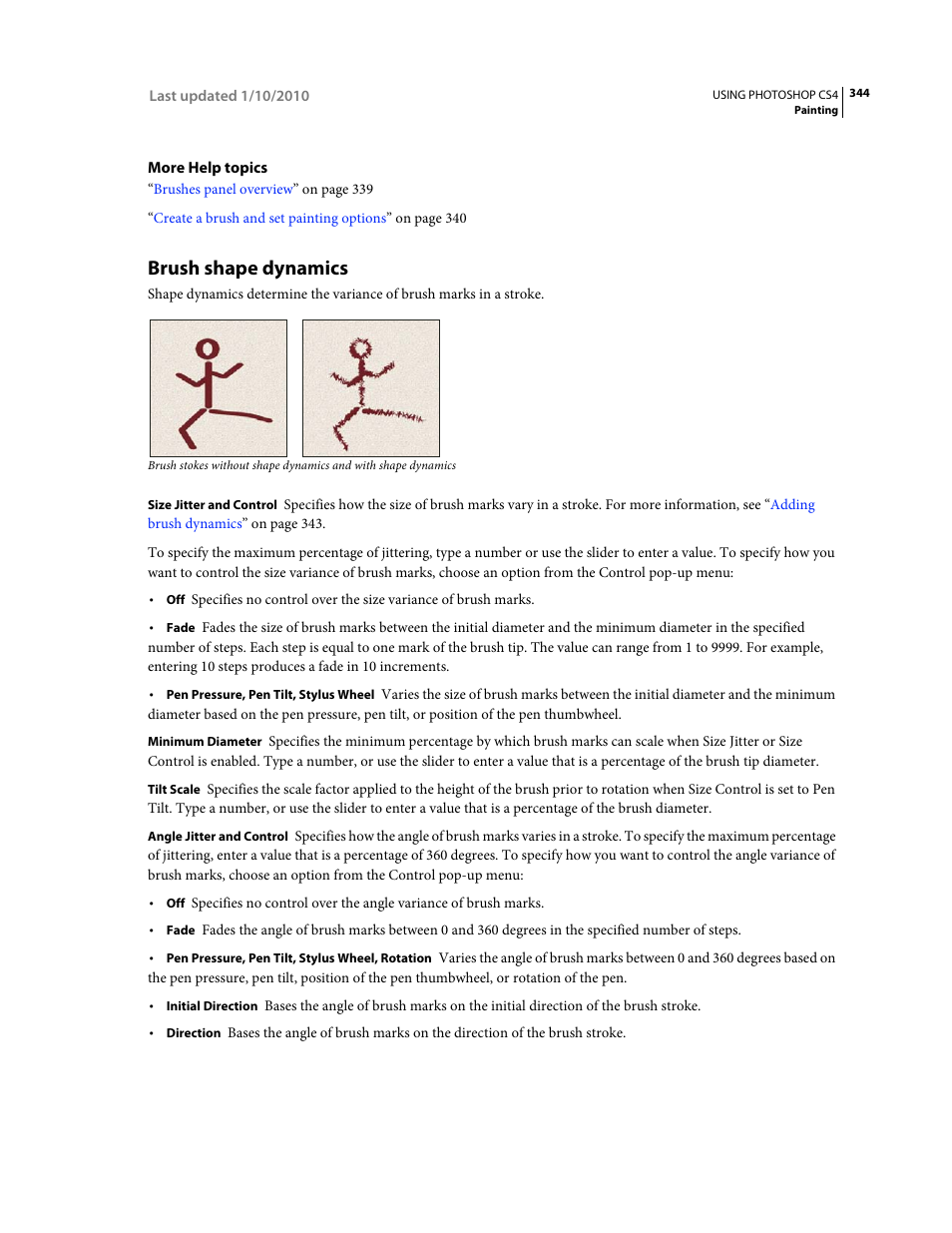 Brush shape dynamics | Adobe Photoshop CS4 User Manual | Page 351 / 707