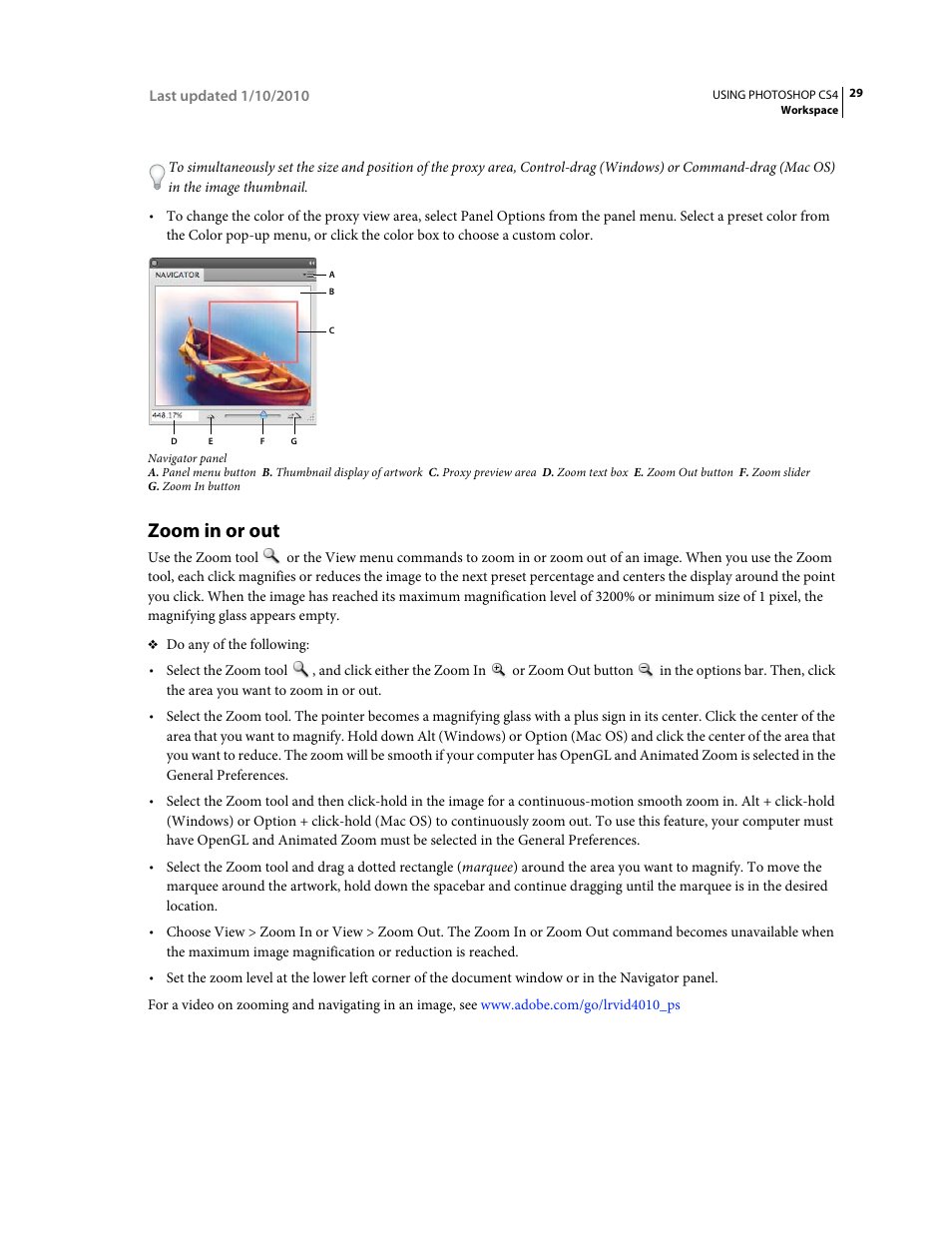 Zoom in or out | Adobe Photoshop CS4 User Manual | Page 36 / 707