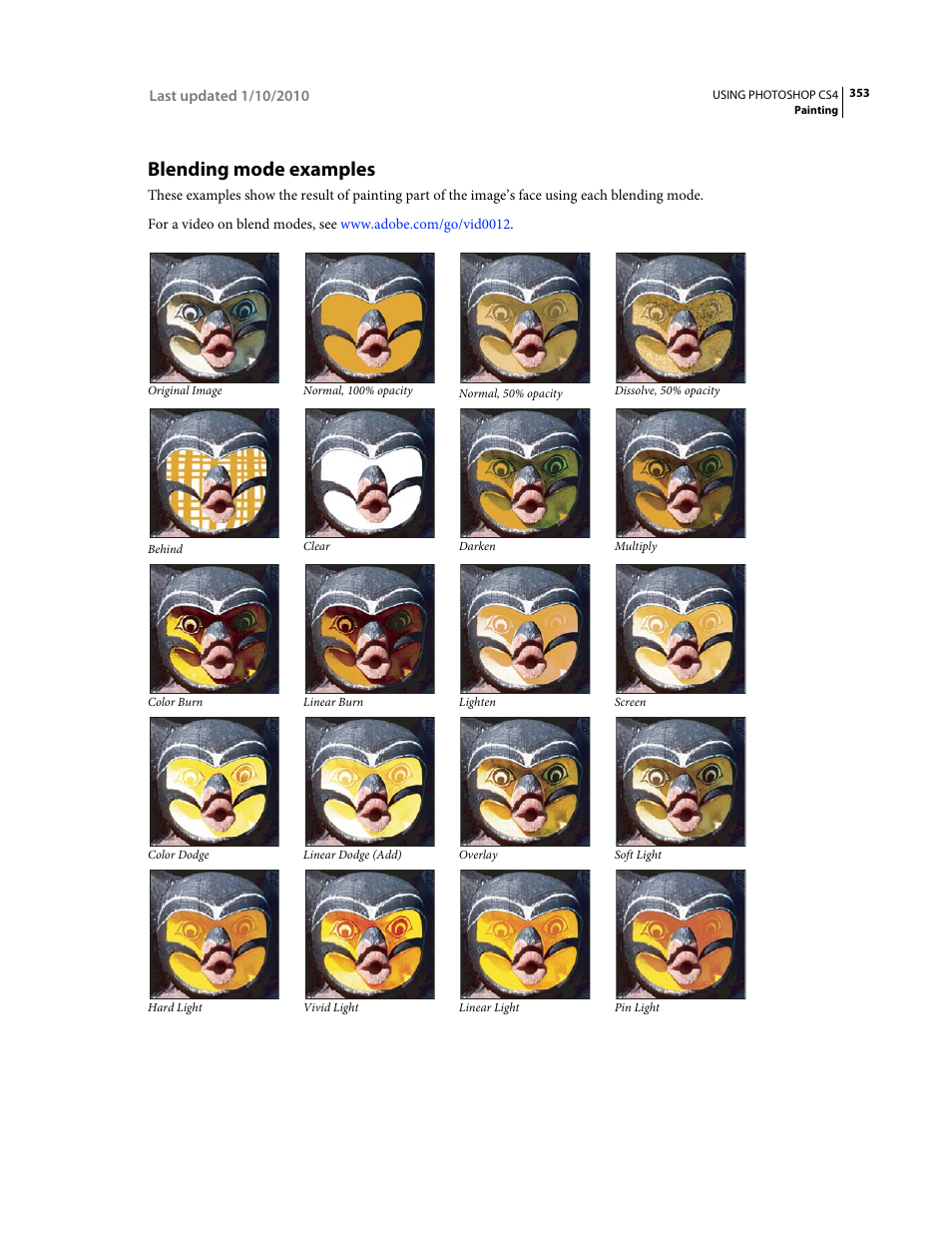 Blending mode examples | Adobe Photoshop CS4 User Manual | Page 360 / 707