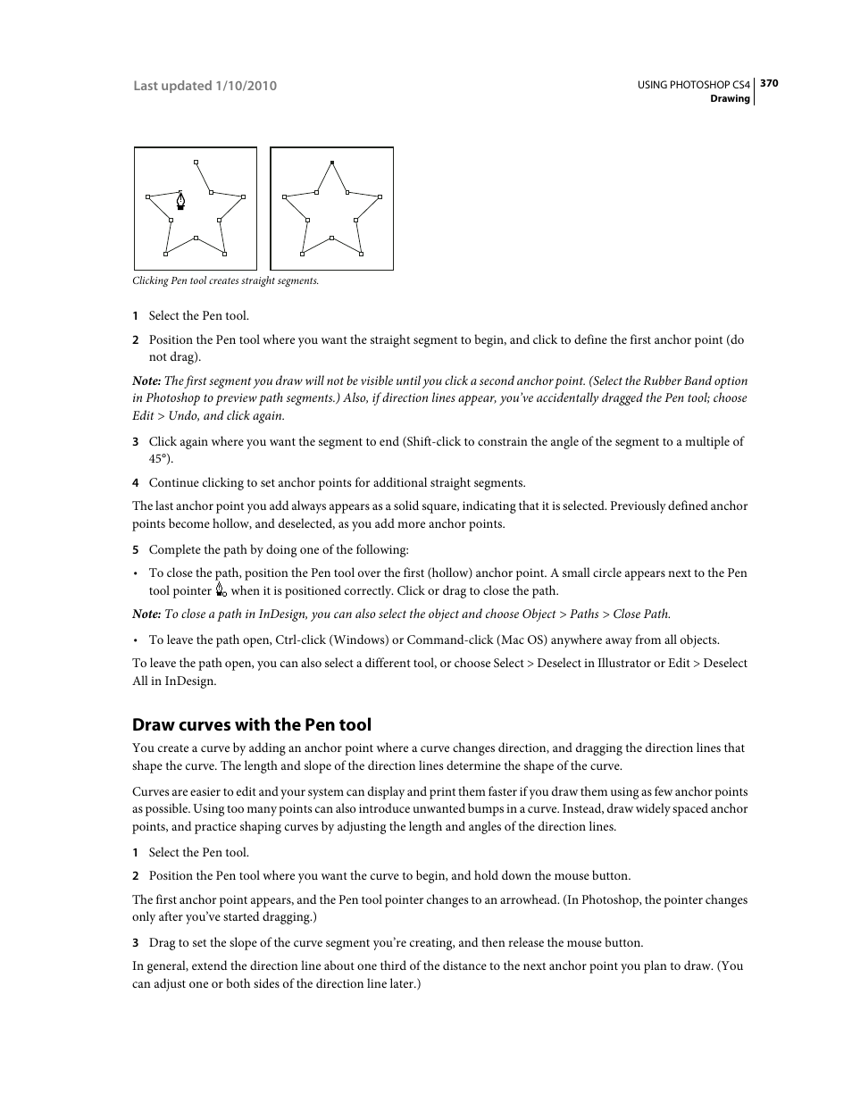 Draw curves with the pen tool | Adobe Photoshop CS4 User Manual | Page 377 / 707