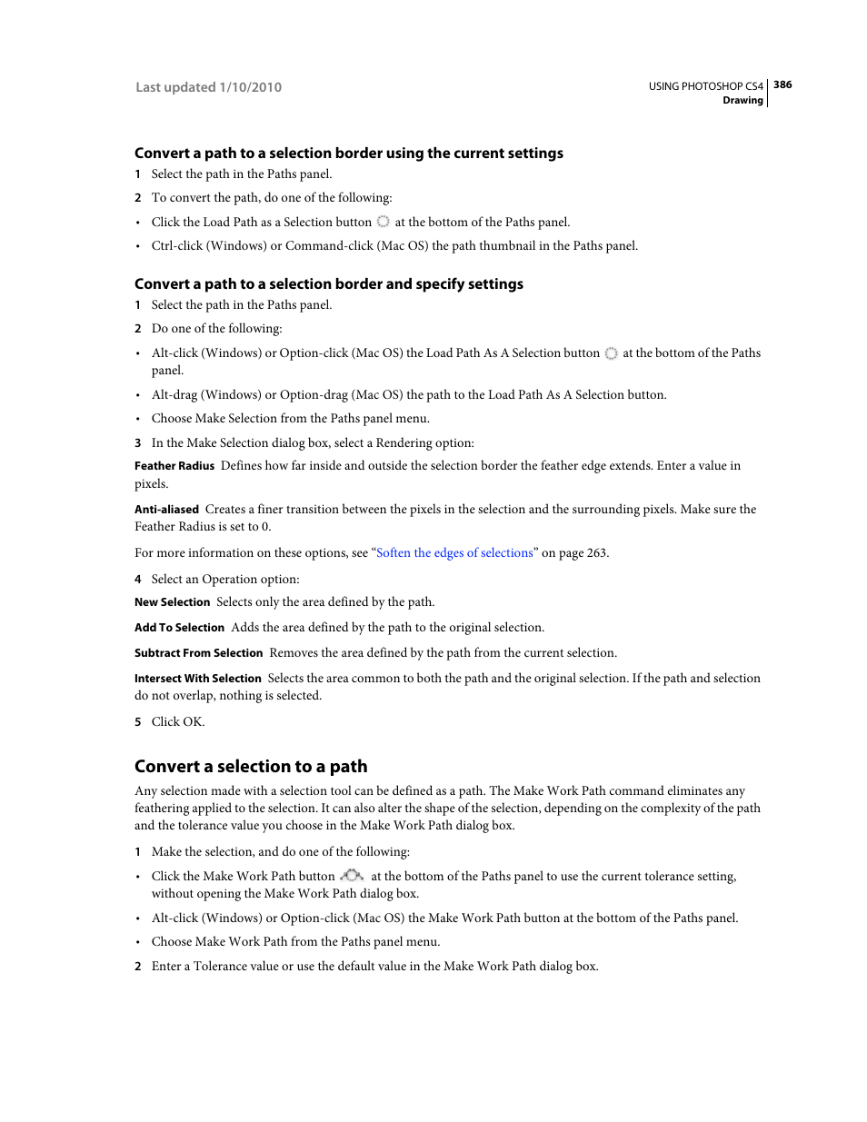 Convert a selection to a path | Adobe Photoshop CS4 User Manual | Page 393 / 707