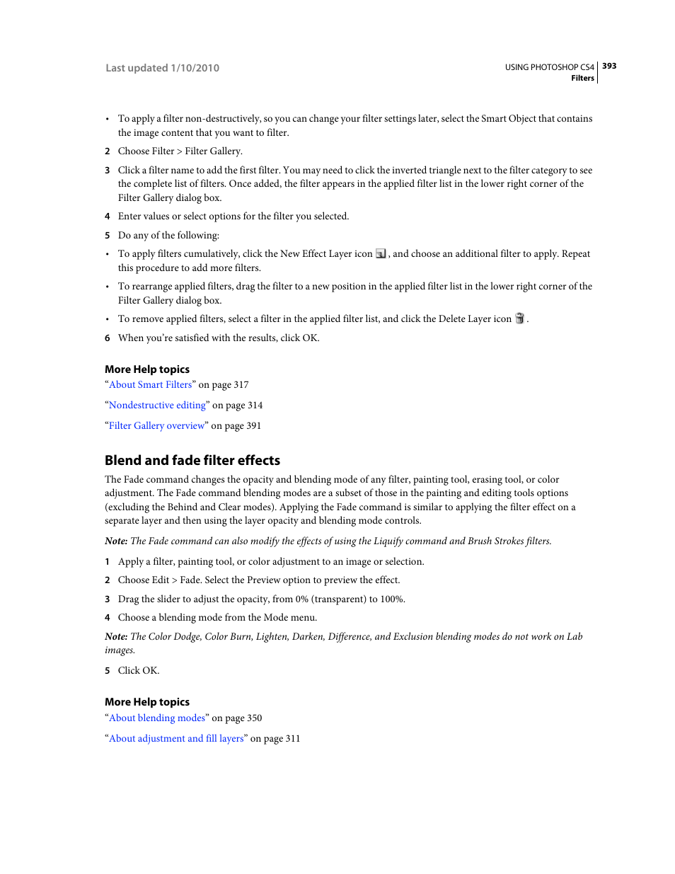 Blend and fade filter effects | Adobe Photoshop CS4 User Manual | Page 400 / 707