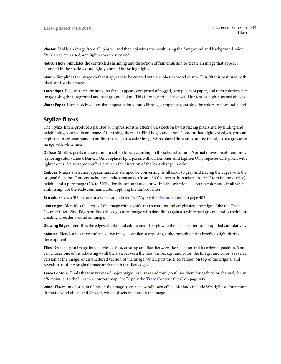 Stylize filters | Adobe Photoshop CS4 User Manual | Page 408 / 707