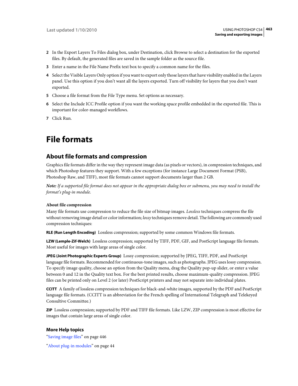 File formats, About file formats and compression | Adobe Photoshop CS4 User Manual | Page 470 / 707