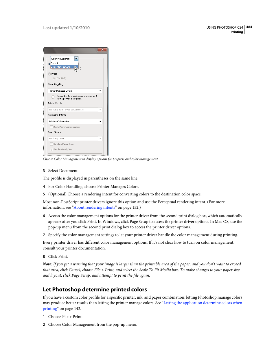 Let photoshop determine printed colors | Adobe Photoshop CS4 User Manual | Page 491 / 707