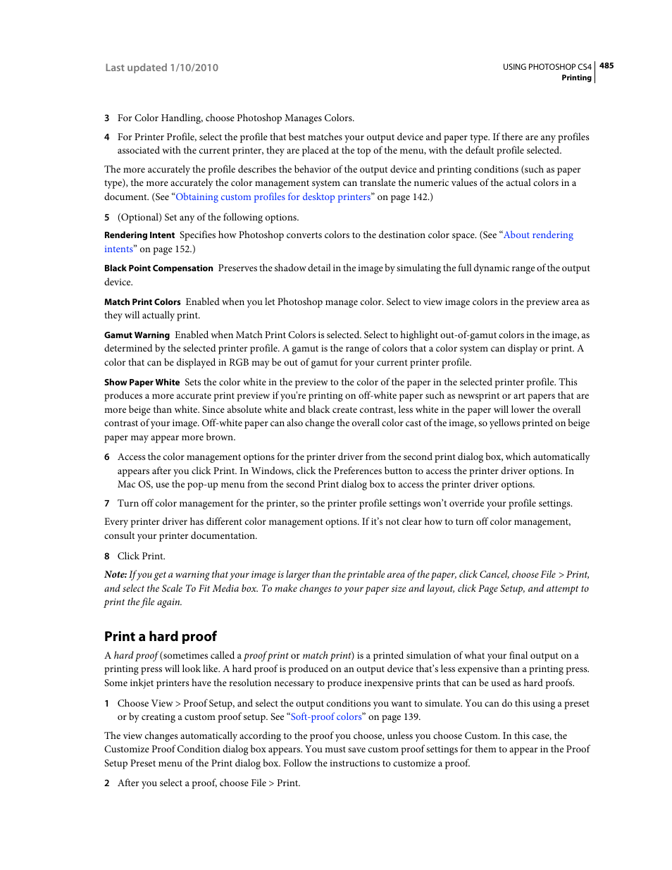 Print a hard proof | Adobe Photoshop CS4 User Manual | Page 492 / 707