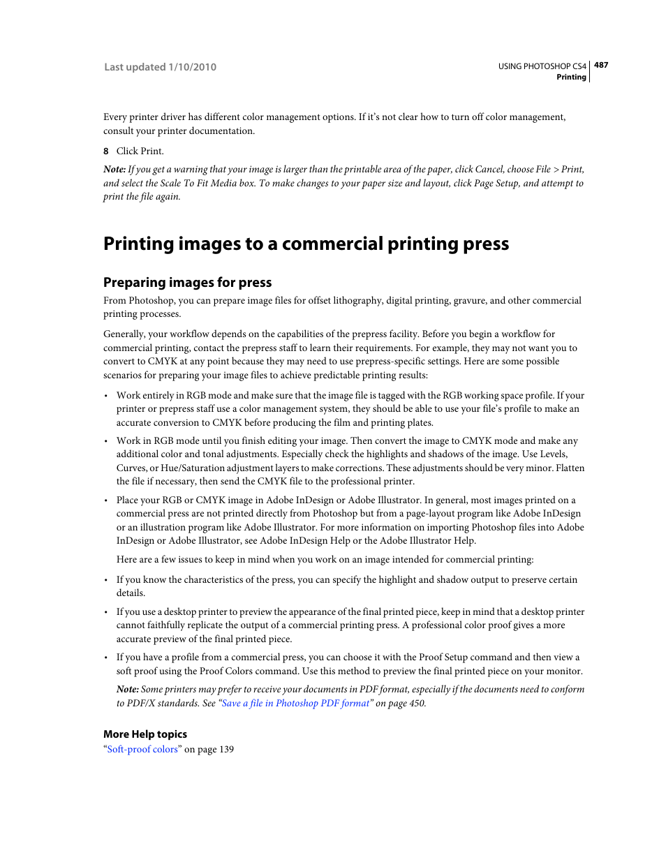 Printing images to a commercial printing press, Preparing images for press | Adobe Photoshop CS4 User Manual | Page 494 / 707