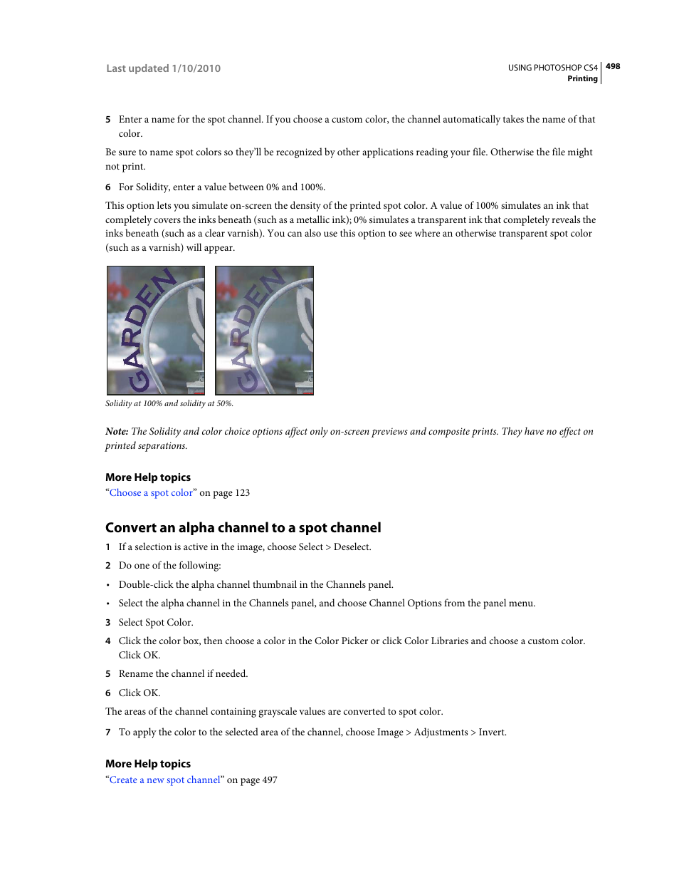 Convert an alpha channel to a spot channel | Adobe Photoshop CS4 User Manual | Page 505 / 707