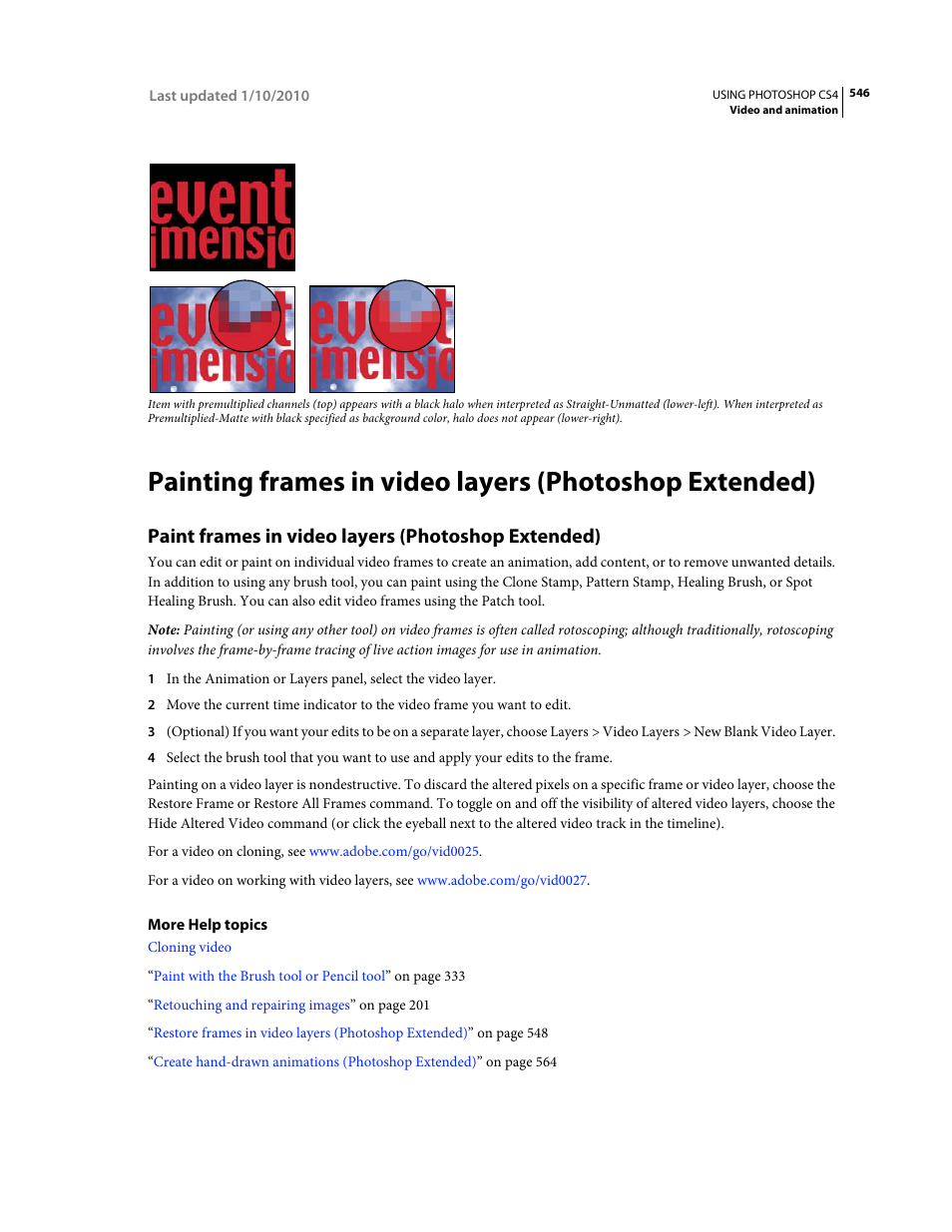 Paint frames in video layers (photoshop extended) | Adobe Photoshop CS4 User Manual | Page 553 / 707