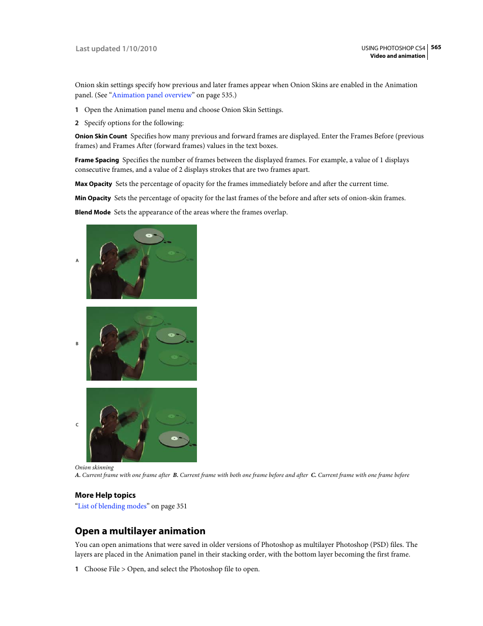 Open a multilayer animation | Adobe Photoshop CS4 User Manual | Page 572 / 707