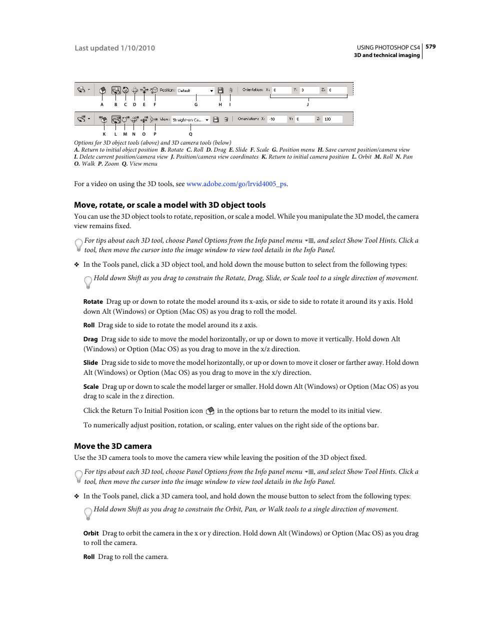 Move the 3d camera | Adobe Photoshop CS4 User Manual | Page 586 / 707