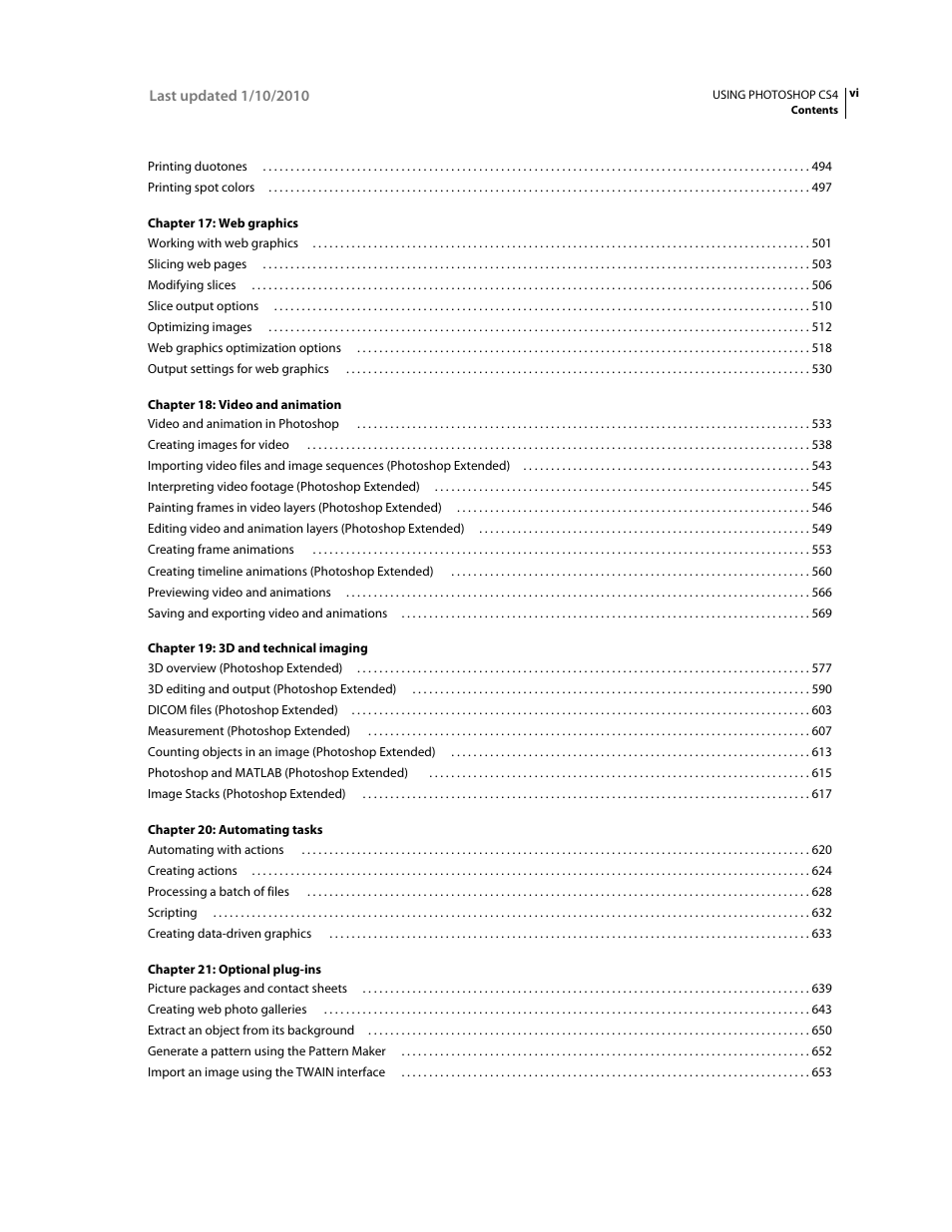 Adobe Photoshop CS4 User Manual | Page 6 / 707