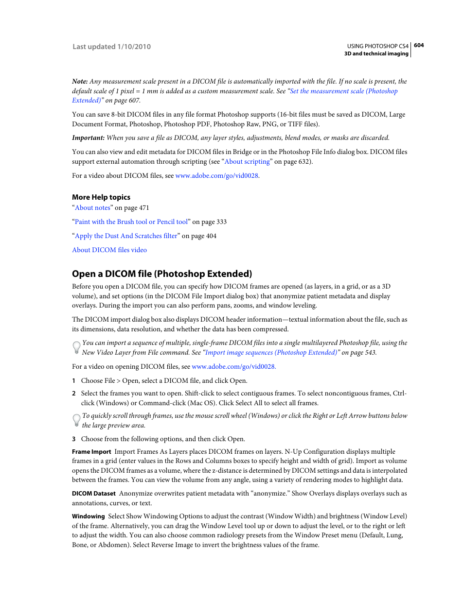Open a dicom file (photoshop extended) | Adobe Photoshop CS4 User Manual | Page 611 / 707