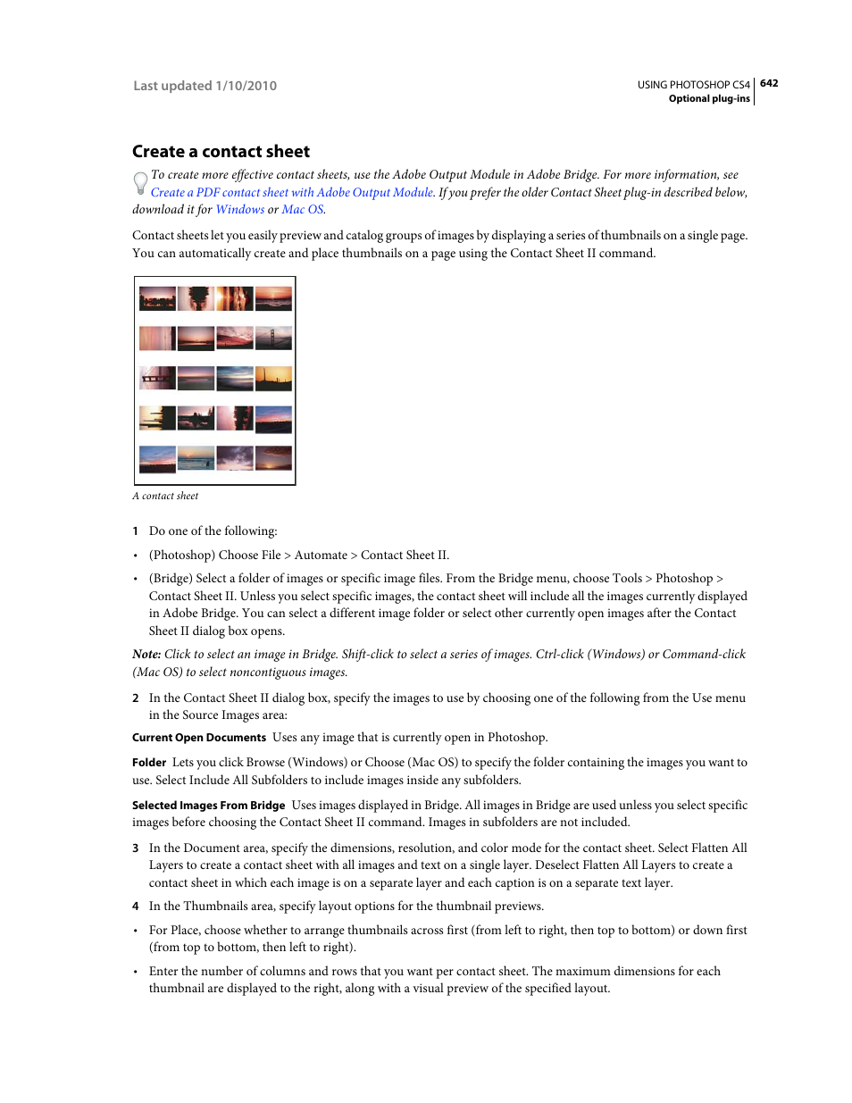 Create a contact sheet | Adobe Photoshop CS4 User Manual | Page 649 / 707