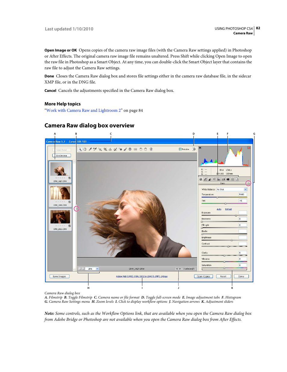 Camera raw dialog box overview | Adobe Photoshop CS4 User Manual | Page 89 / 707