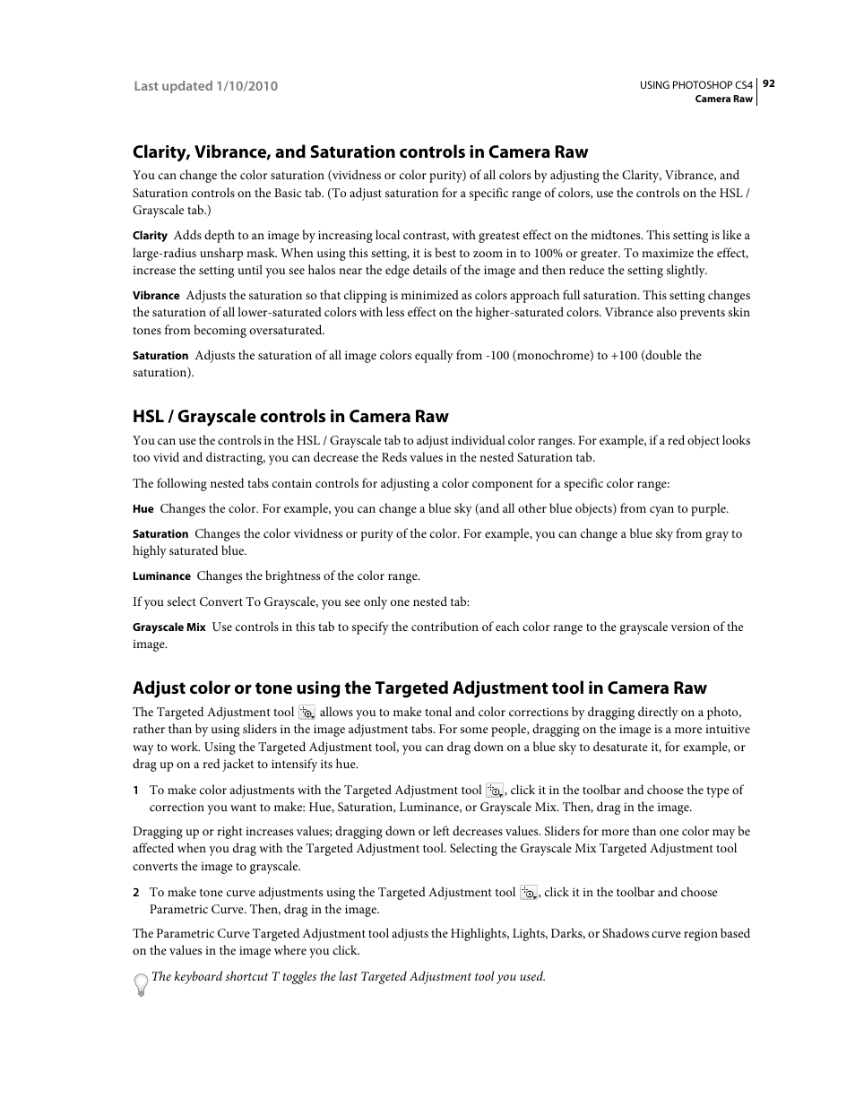 Hsl / grayscale controls in camera raw | Adobe Photoshop CS4 User Manual | Page 99 / 707