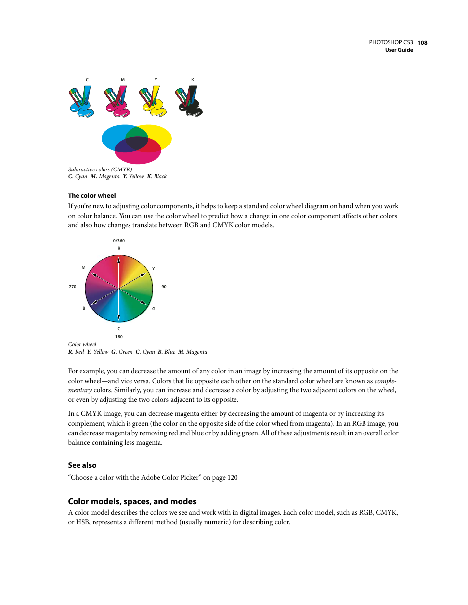 Color models, spaces, and modes, See also | Adobe Photoshop CS3 User Manual | Page 115 / 681