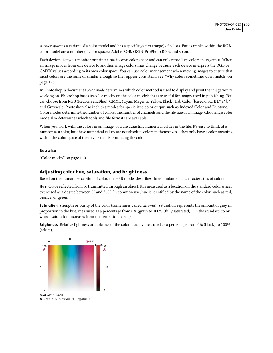 Adjusting color hue, saturation, and brightness | Adobe Photoshop CS3 User Manual | Page 116 / 681