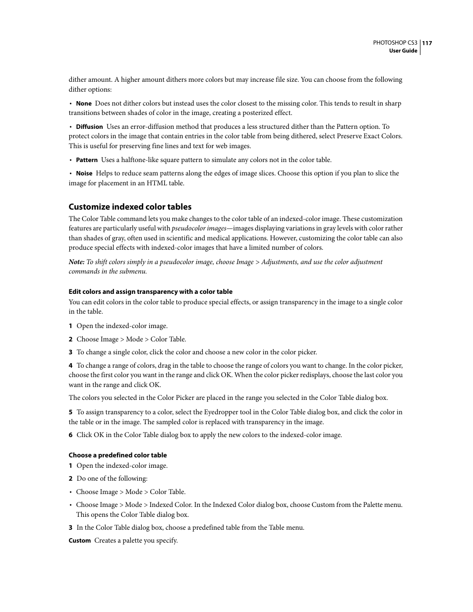 Customize indexed color tables | Adobe Photoshop CS3 User Manual | Page 124 / 681