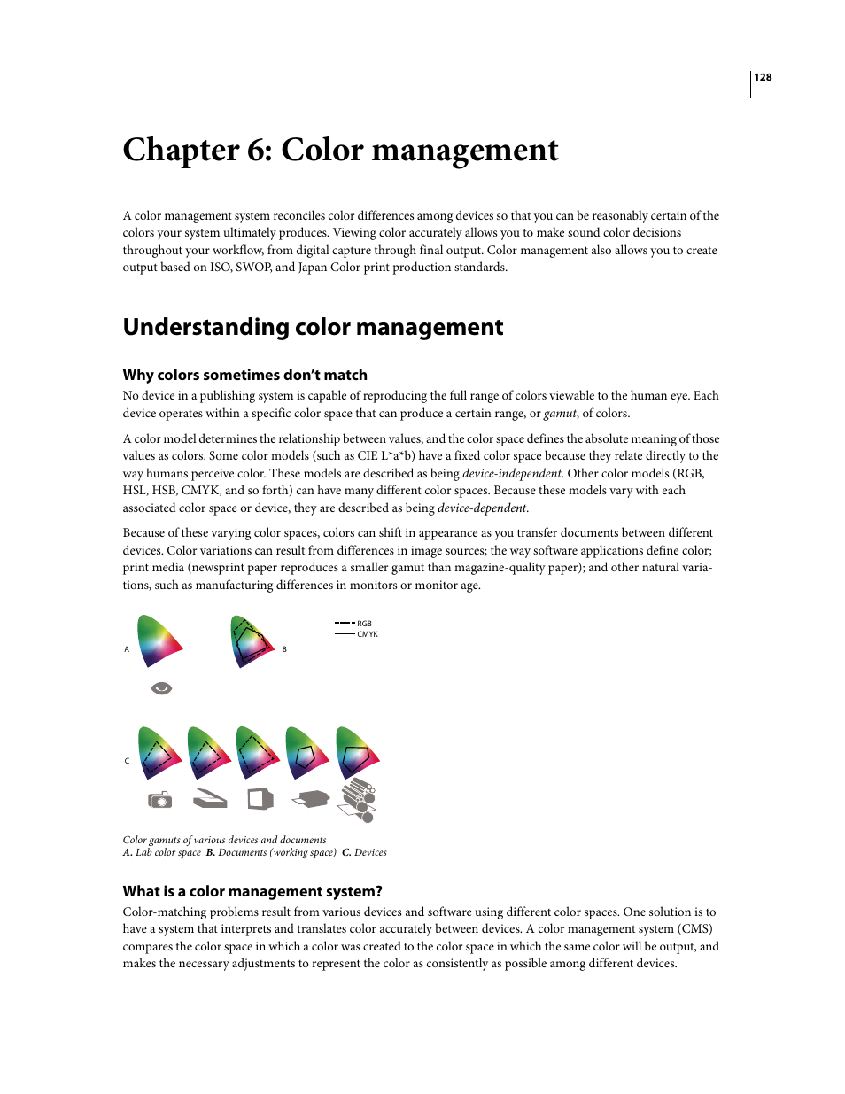 Chapter 6: color management, Understanding color management, Why colors sometimes don’t match | What is a color management system | Adobe Photoshop CS3 User Manual | Page 135 / 681