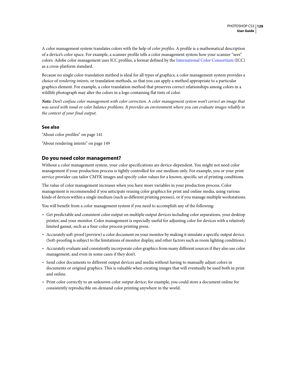 Do you need color management | Adobe Photoshop CS3 User Manual | Page 136 / 681