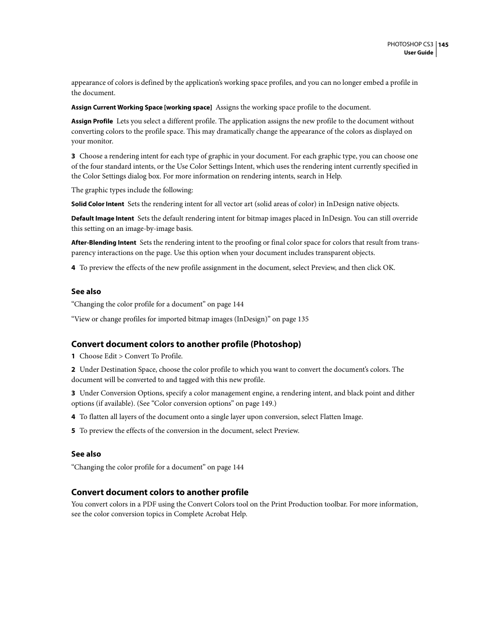 Convert document colors to another profile | Adobe Photoshop CS3 User Manual | Page 152 / 681