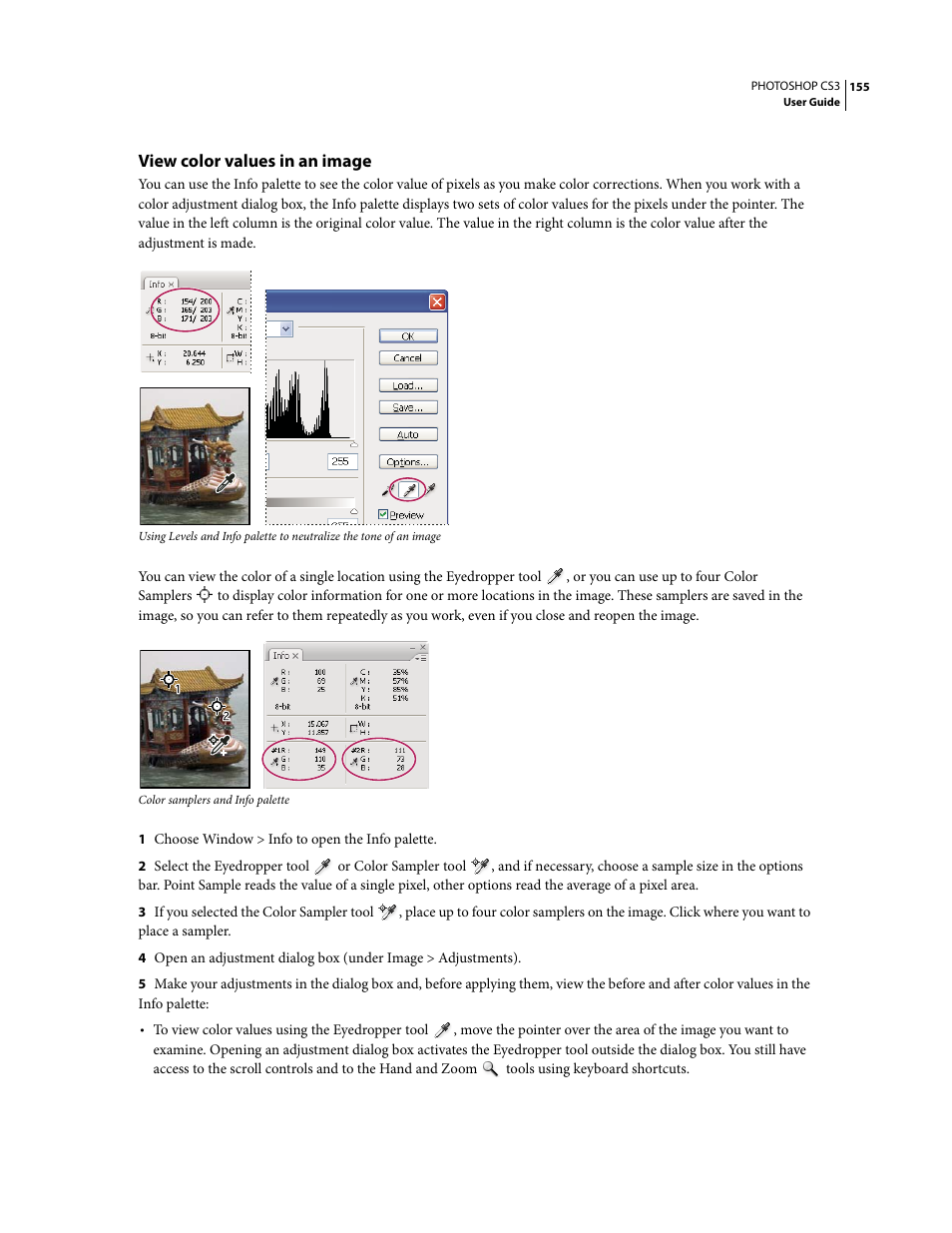 View color values in an image | Adobe Photoshop CS3 User Manual | Page 162 / 681