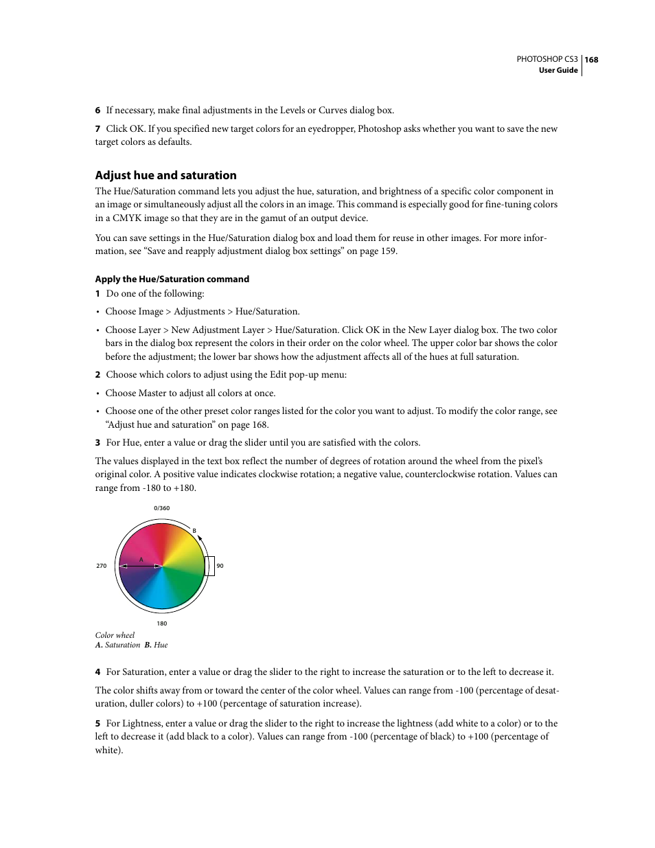 Adjust hue and saturation | Adobe Photoshop CS3 User Manual | Page 175 / 681