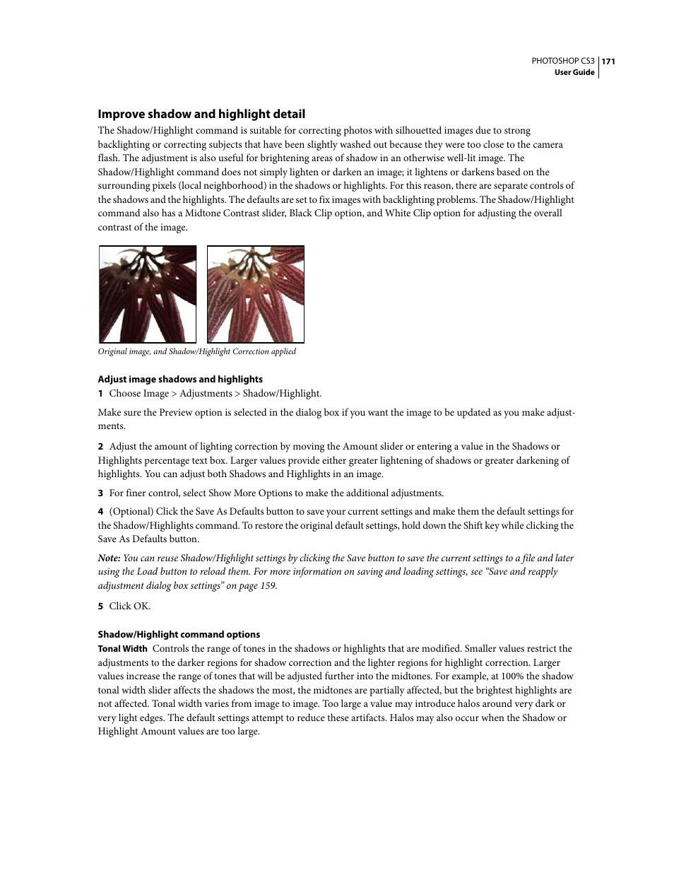 Improve shadow and highlight detail | Adobe Photoshop CS3 User Manual | Page 178 / 681