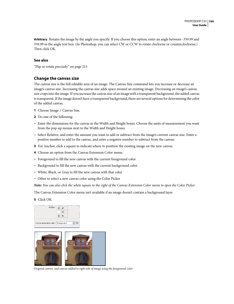 Change the canvas size | Adobe Photoshop CS3 User Manual | Page 201 / 681