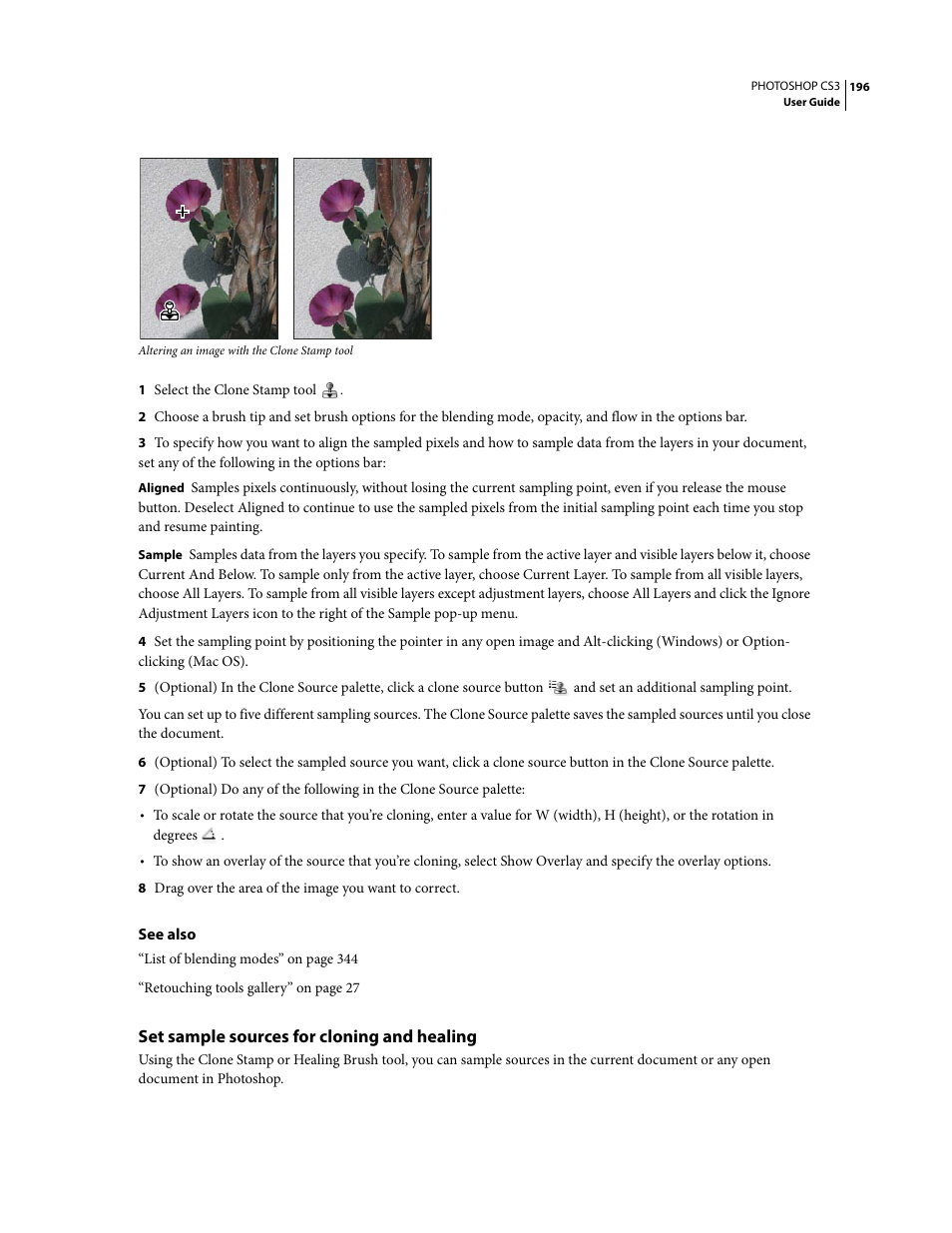 Set sample sources for cloning and healing | Adobe Photoshop CS3 User Manual | Page 203 / 681