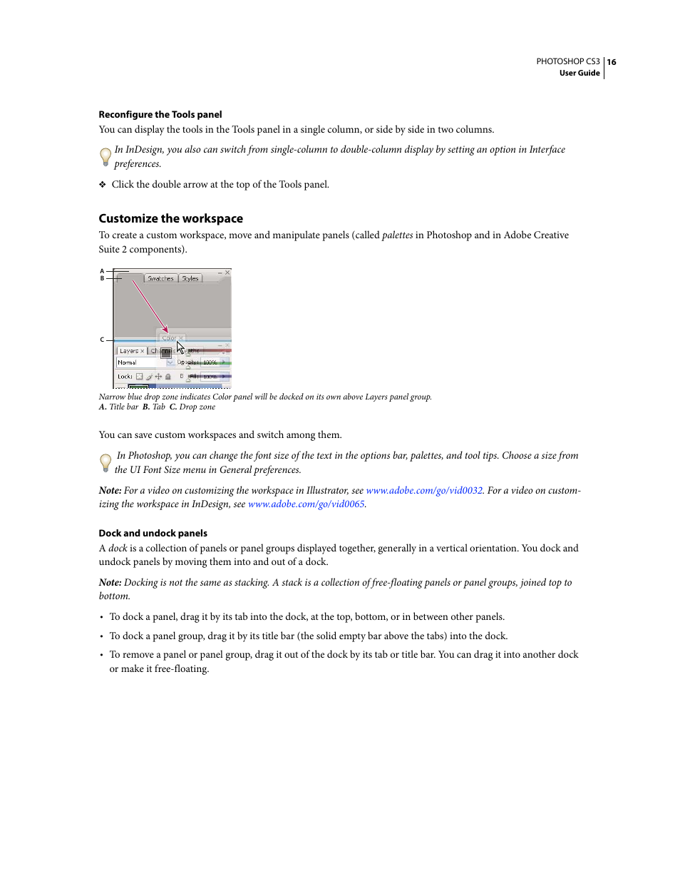 Customize the workspace | Adobe Photoshop CS3 User Manual | Page 23 / 681