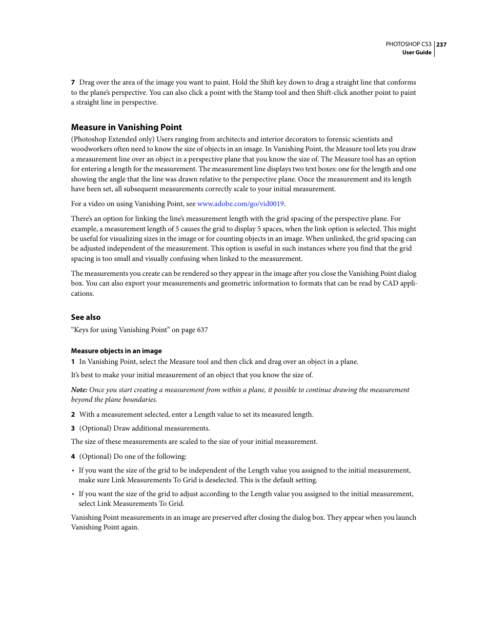 Measure in vanishing point, Measure in vanishing point” on | Adobe Photoshop CS3 User Manual | Page 244 / 681