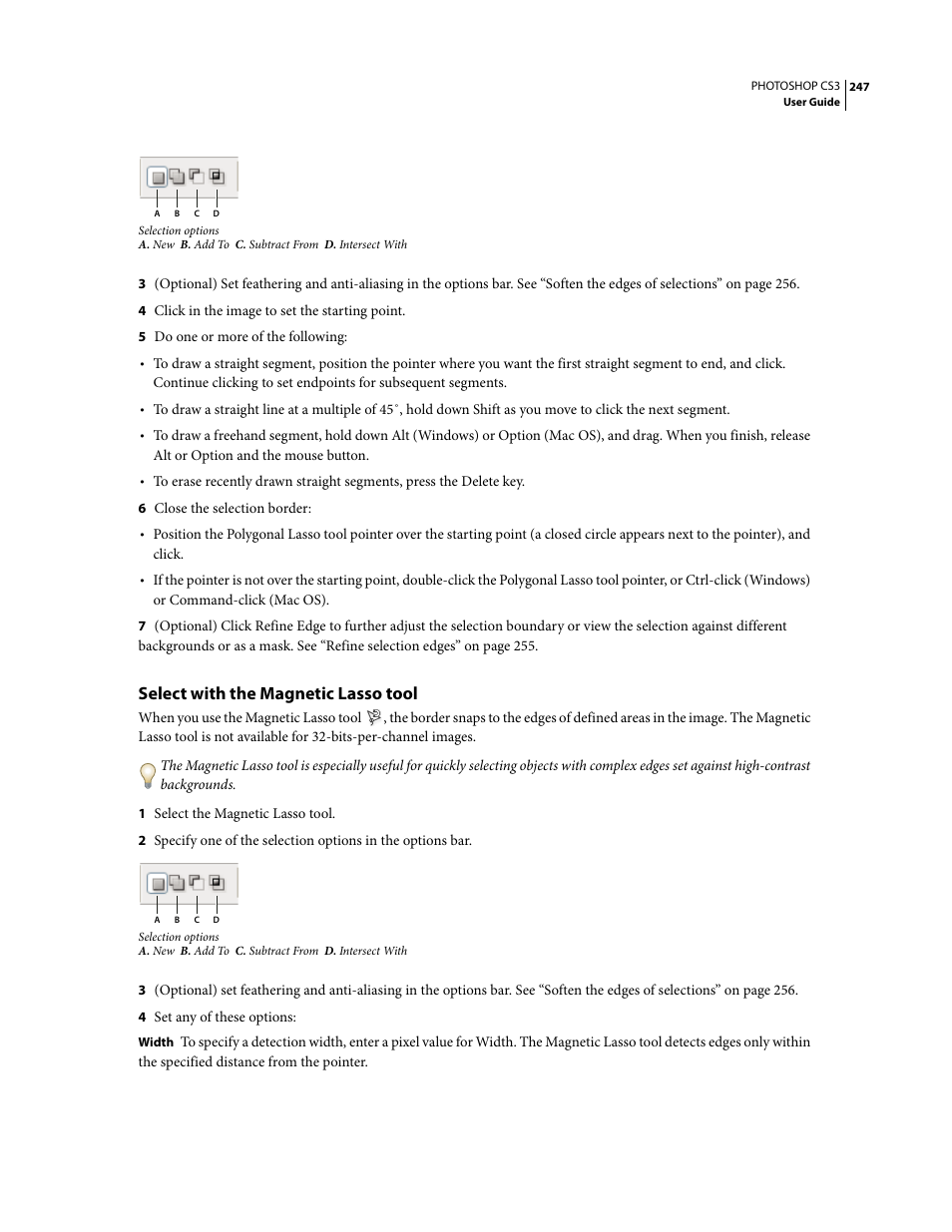 Select with the magnetic lasso tool | Adobe Photoshop CS3 User Manual | Page 254 / 681