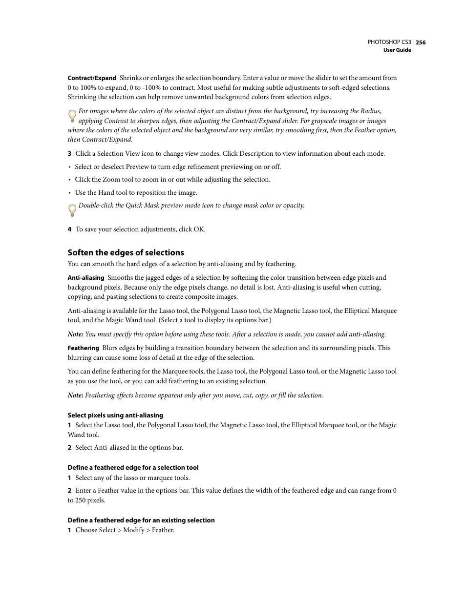 Soften the edges of selections | Adobe Photoshop CS3 User Manual | Page 263 / 681