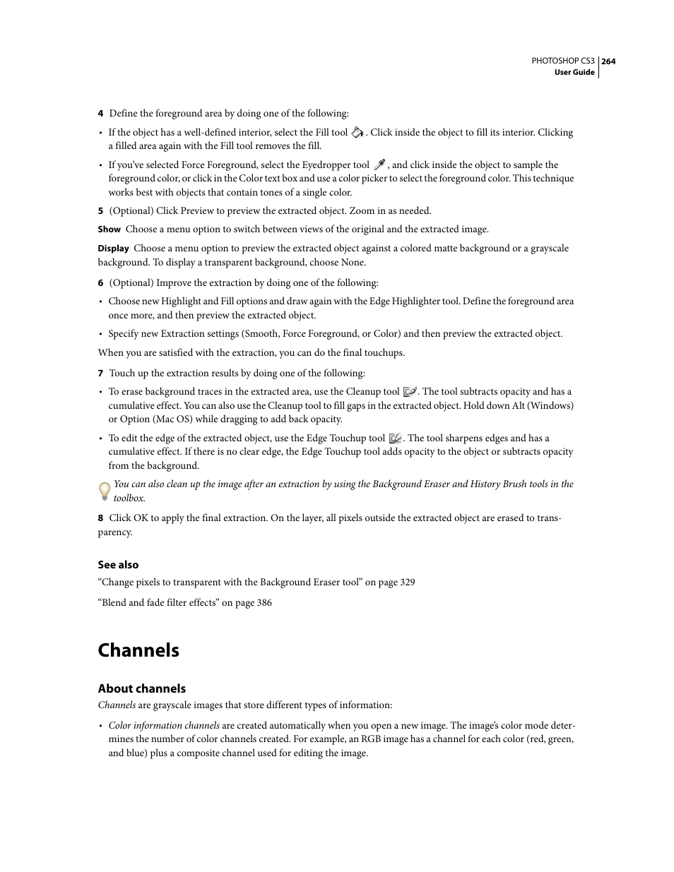 Channels, About channels | Adobe Photoshop CS3 User Manual | Page 271 / 681