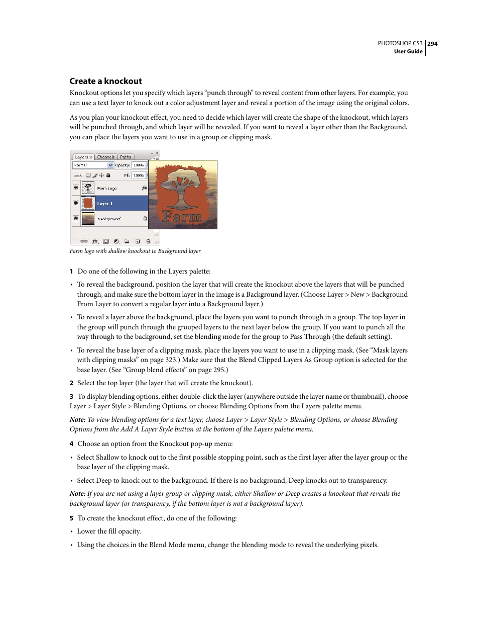 Create a knockout | Adobe Photoshop CS3 User Manual | Page 301 / 681