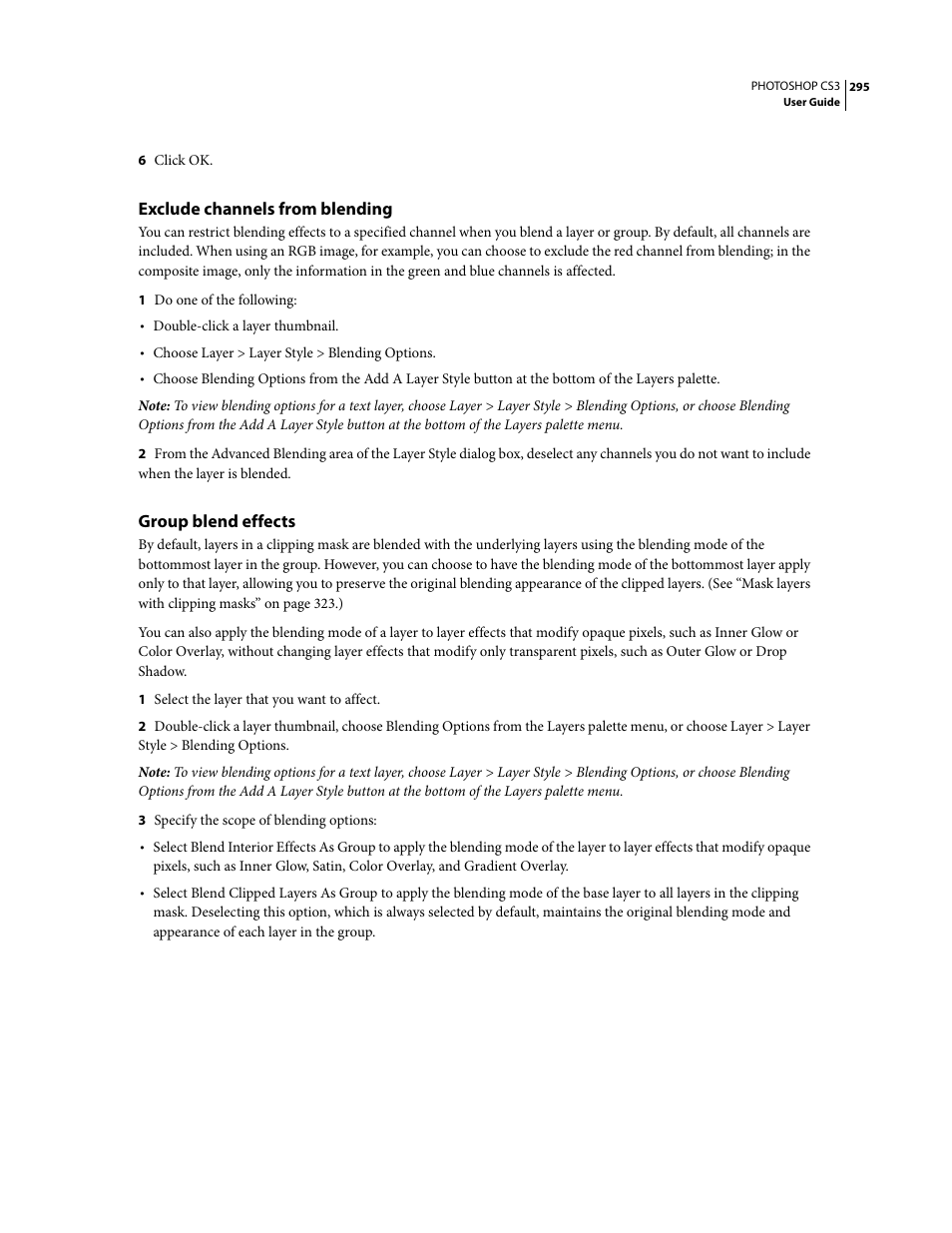 Exclude channels from blending, Group blend effects | Adobe Photoshop CS3 User Manual | Page 302 / 681