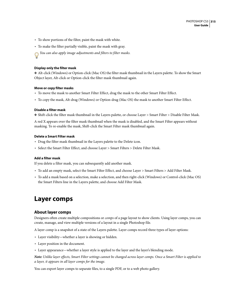 Layer comps, About layer comps | Adobe Photoshop CS3 User Manual | Page 322 / 681