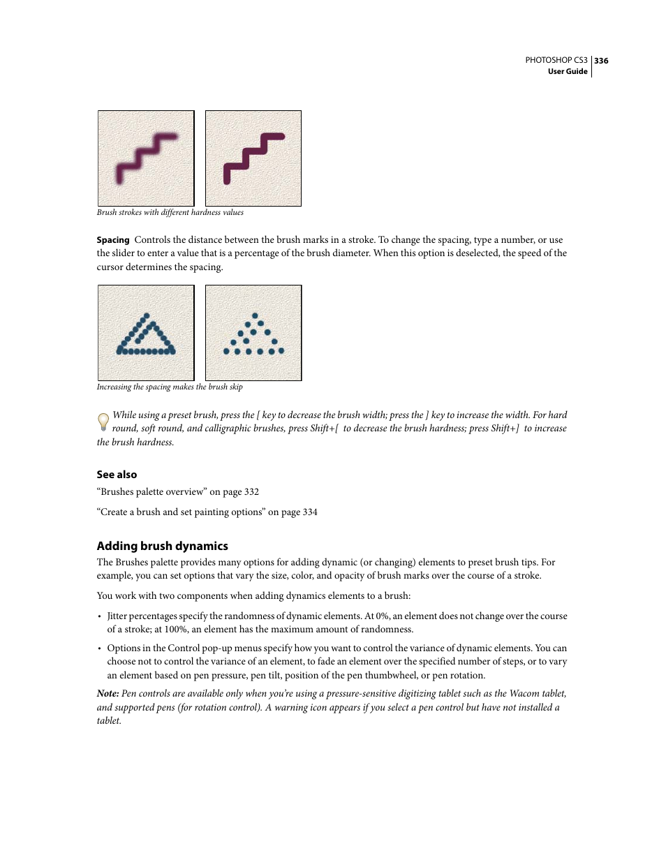 Adding brush dynamics | Adobe Photoshop CS3 User Manual | Page 343 / 681