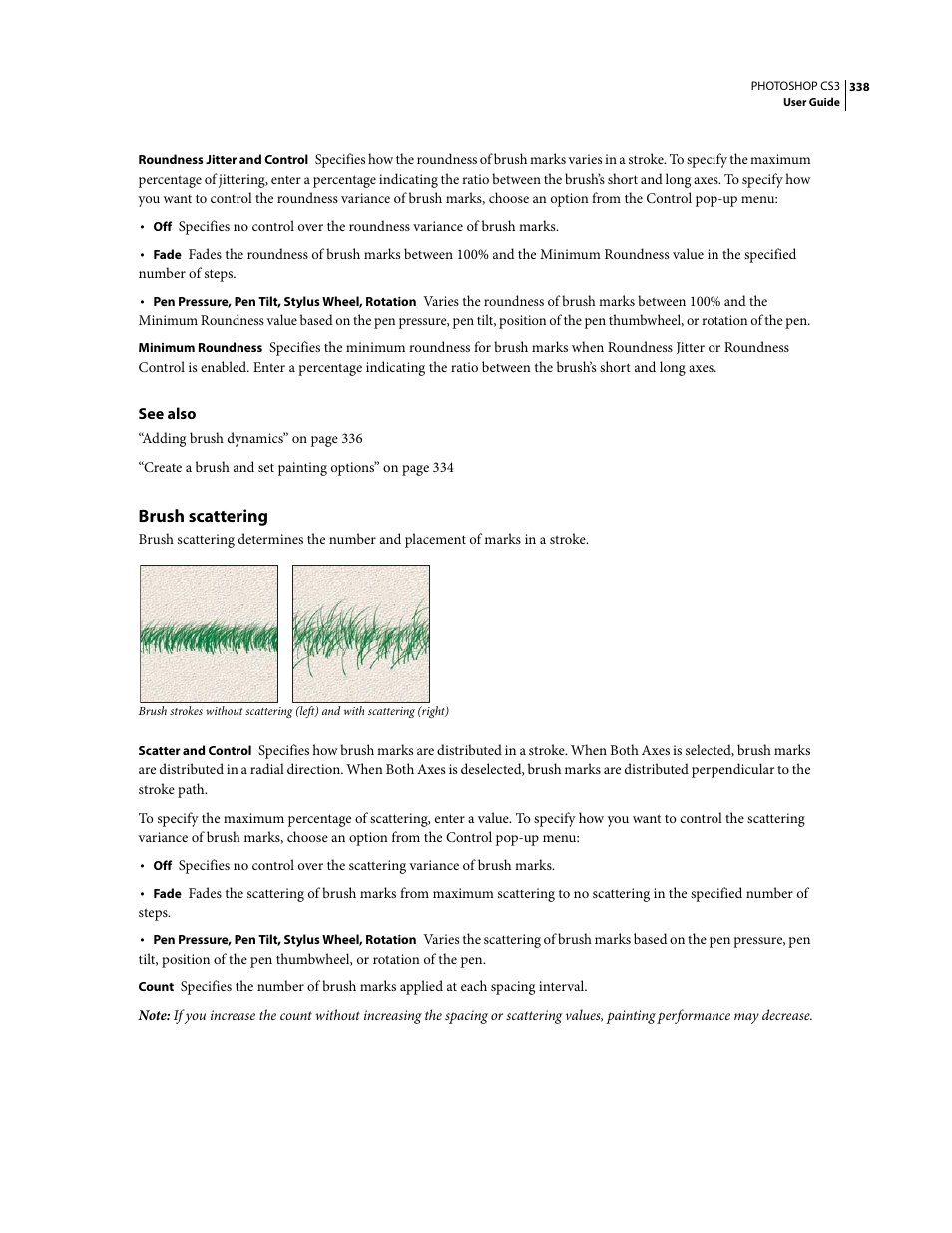 Brush scattering | Adobe Photoshop CS3 User Manual | Page 345 / 681