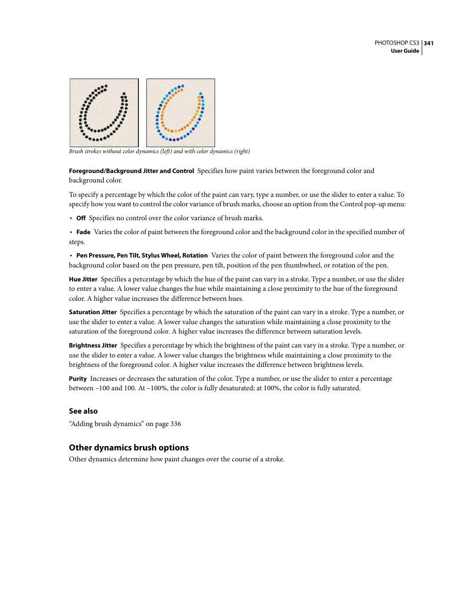 Other dynamics brush options | Adobe Photoshop CS3 User Manual | Page 348 / 681