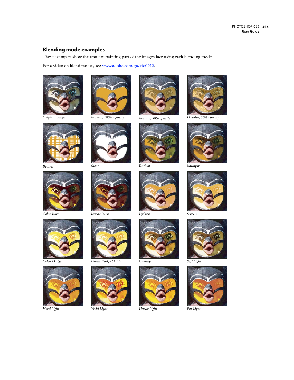 Blending mode examples | Adobe Photoshop CS3 User Manual | Page 353 / 681