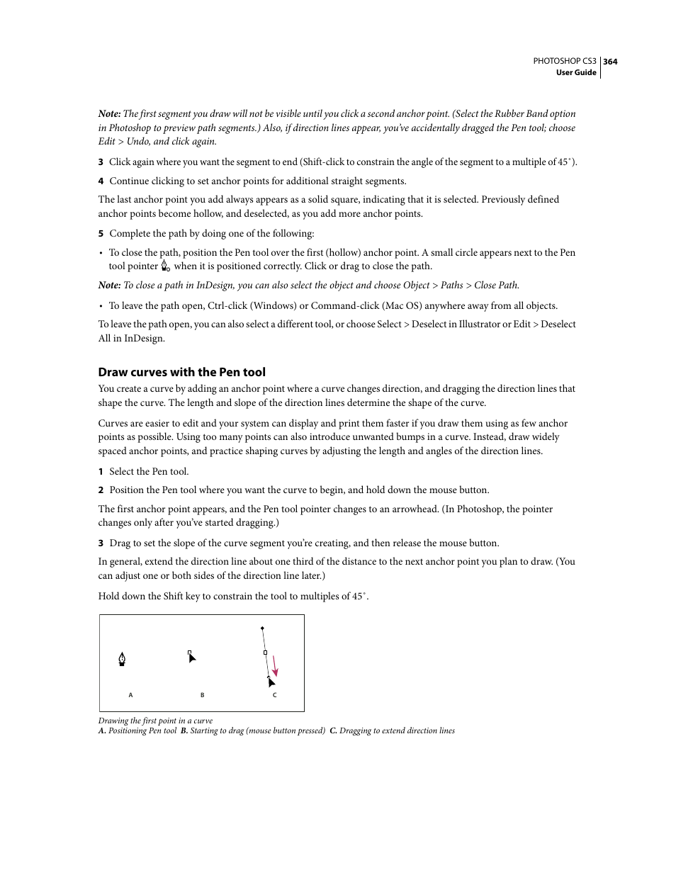 Draw curves with the pen tool | Adobe Photoshop CS3 User Manual | Page 371 / 681