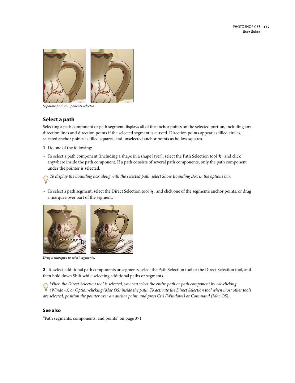 Select a path | Adobe Photoshop CS3 User Manual | Page 379 / 681