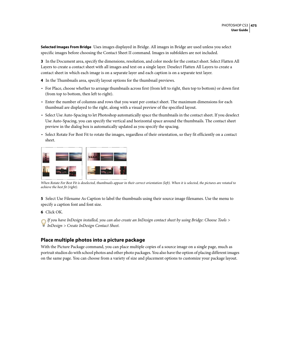 Place multiple photos into a picture package | Adobe Photoshop CS3 User Manual | Page 482 / 681