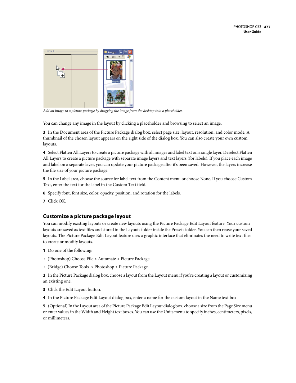 Customize a picture package layout | Adobe Photoshop CS3 User Manual | Page 484 / 681