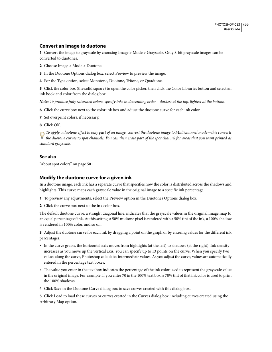 Convert an image to duotone, Modify the duotone curve for a given ink | Adobe Photoshop CS3 User Manual | Page 506 / 681