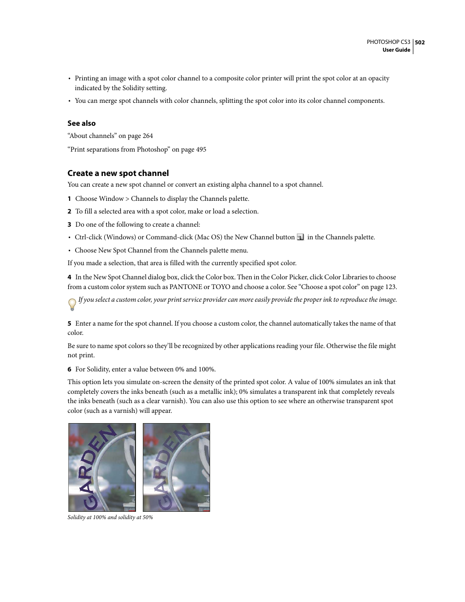 Create a new spot channel | Adobe Photoshop CS3 User Manual | Page 509 / 681